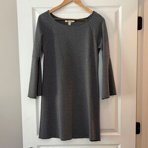 Women's Dark Gray Long-Sleeve A-Line Dress with Flared Cuffs